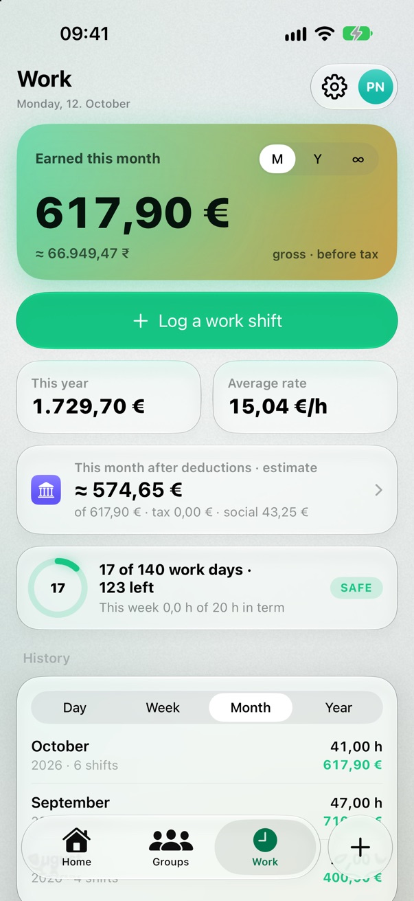 Arbeit: Verdienst und Steuerschätzung